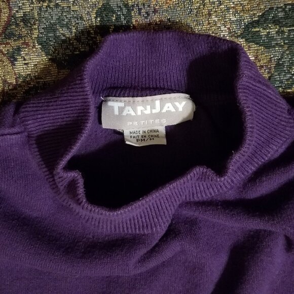 Dark mauve/purple, long sleeve, mock neck, light weight sweater, M, PM, TanJay - Picture 2 of 5
